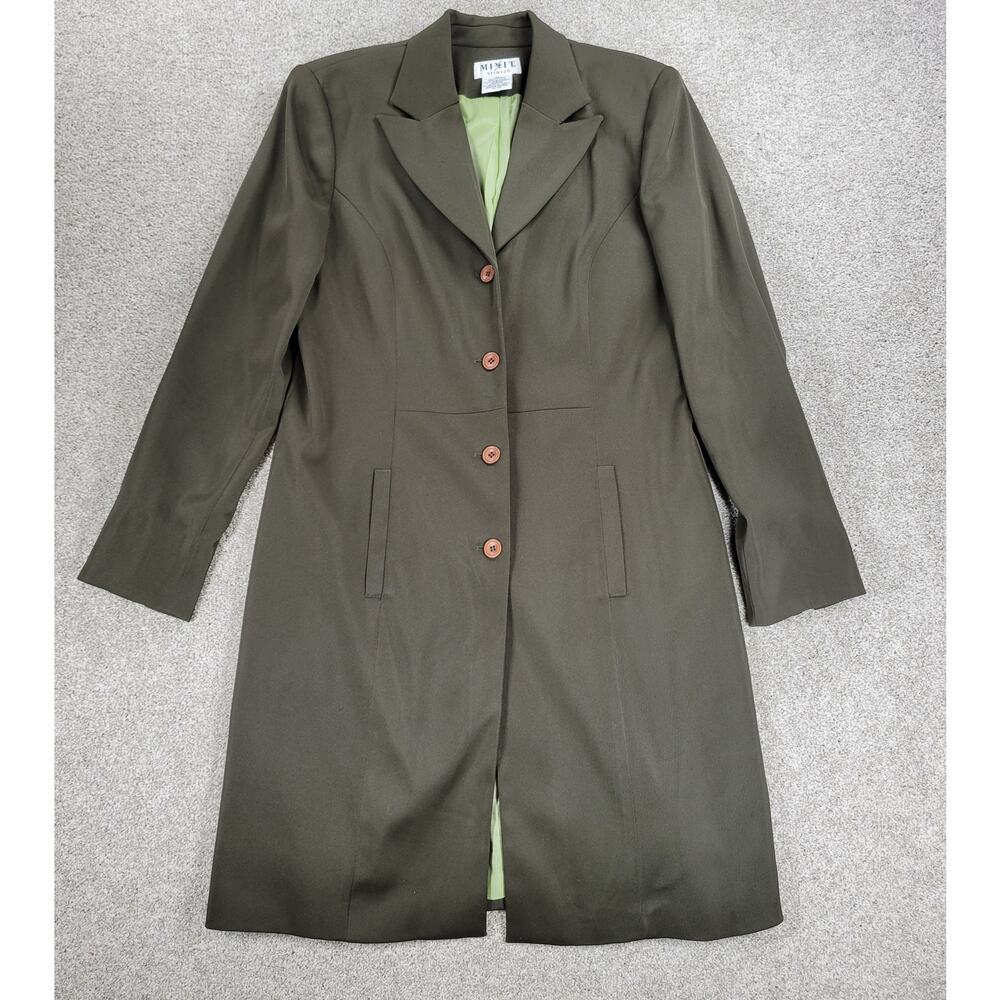 Mixit Longline Jacket Womens 12 Tall Green Stretch Notch Lapel Back Slit Career